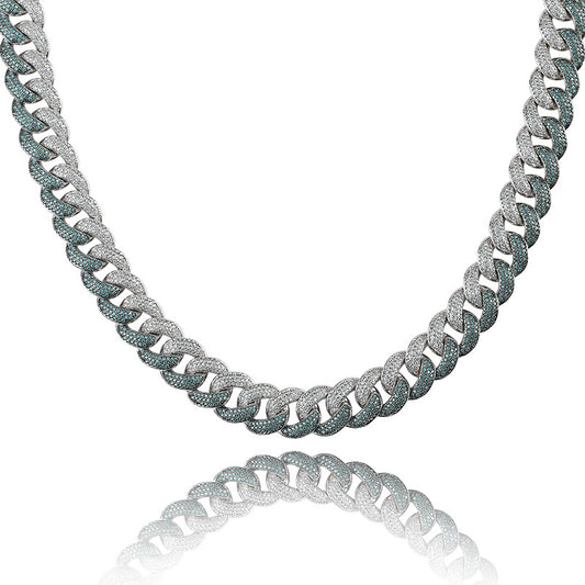 Emerald 18mm Men's Cuban Link Necklace with Zirconia