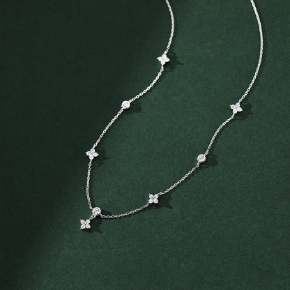 Luxury Four-leaf Clover Zircon Chain Necklace for Women