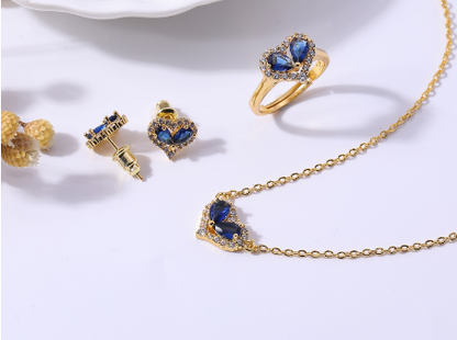 Heart Shaped Topaz Pendant Crystal Necklace (Korean Style)