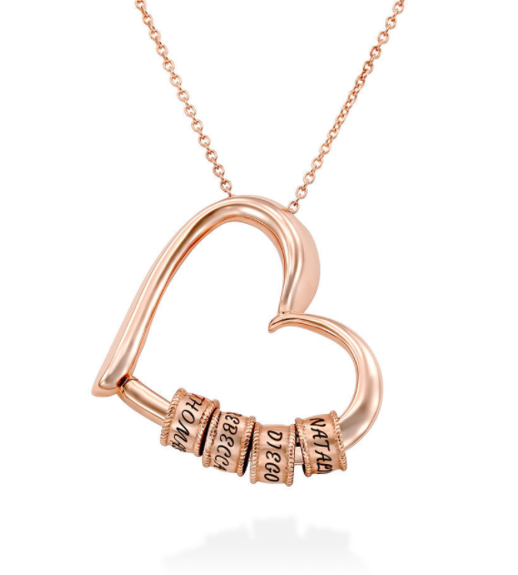 Heart Love Beaded Pendant Necklace,