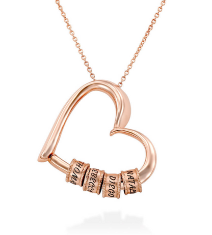 Heart Love Beaded Pendant Necklace,