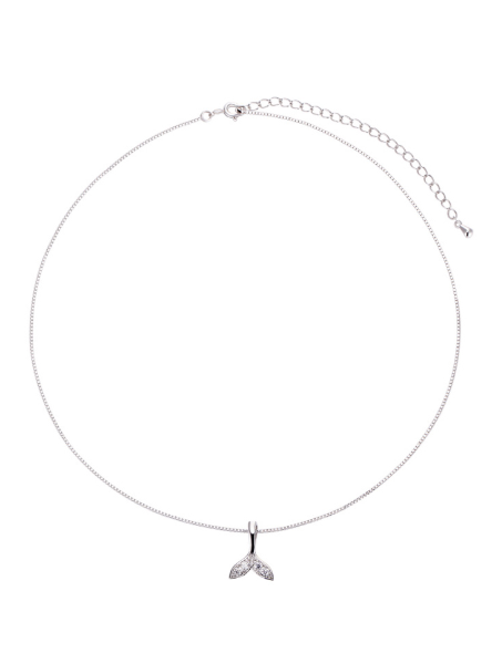 925 Silver Fish Tail Necklace for Women, Minimalist Style