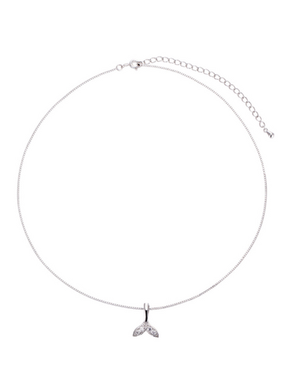 925 Silver Fish Tail Necklace for Women, Minimalist Style