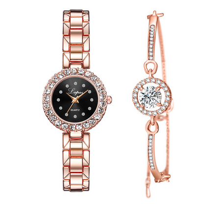 Women's Quartz Watch and Bracelet Set (Two Pieces)