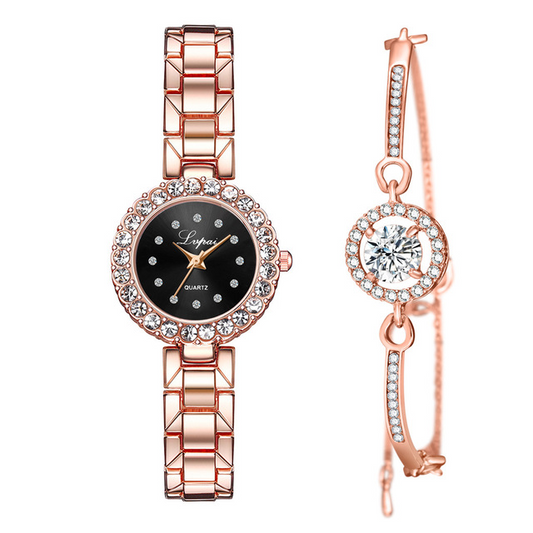 Women's Quartz Watch and Bracelet Set (Two Pieces)