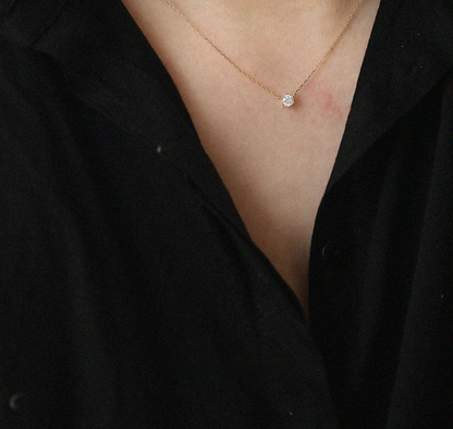 S925 Silver Plated 14K Gold Pendant Necklace with Zircon