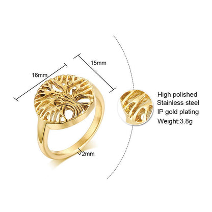 Versatile Stainless Steel Tree of Life Ring