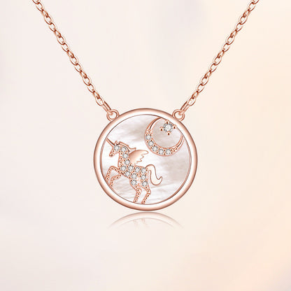Fashionable Natural White Mother-of-Pearl Unicorn Necklace