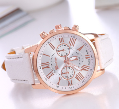 Women's Leather Strap Roman Numeral Watch for All