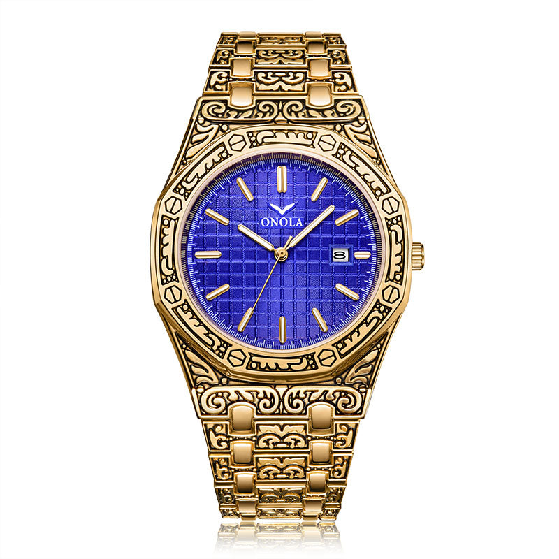 ONOLA Men's Waterproof Quartz Watch with Steel Band