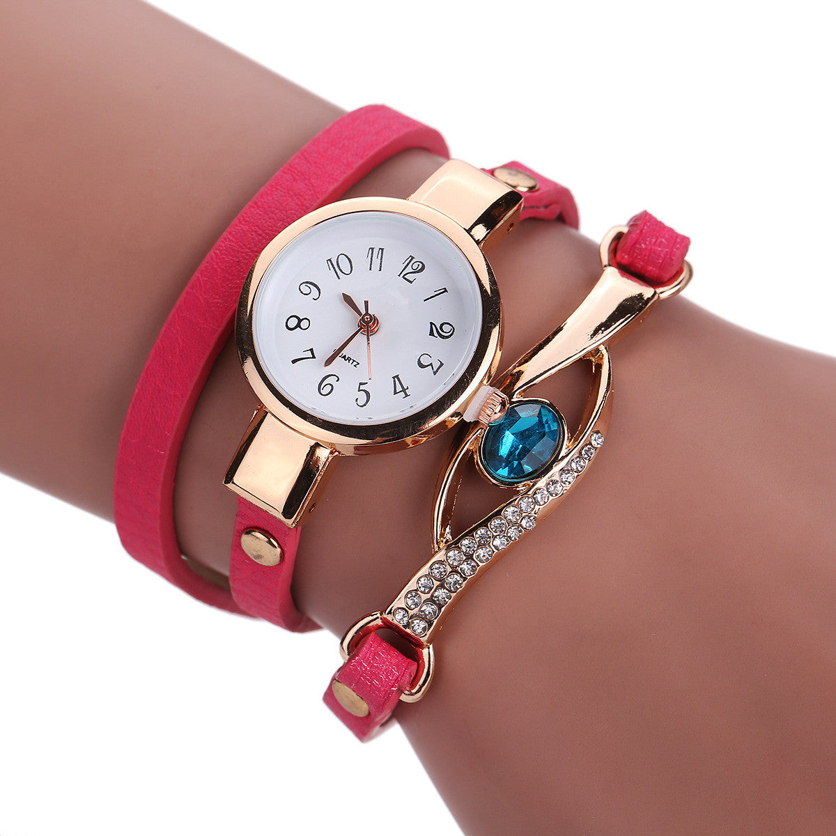 Blue Crystal Long Strap Quartz Bracelet Watch