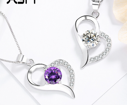 Heart-Shaped Pendant Necklace with Love Design
