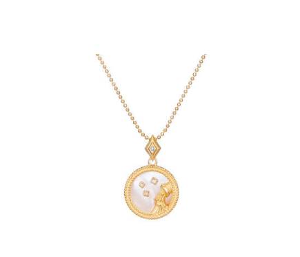 925 Silver Zodiac Pendant Necklace with Natural Shell