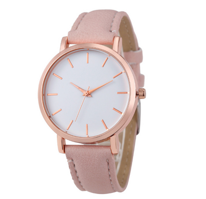 Women's Quartz Watch with Leather Strap - Casual Simple