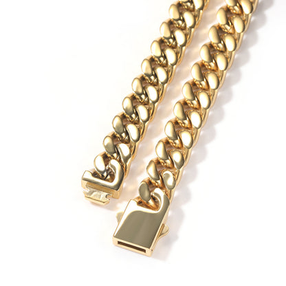Hip Hop Stainless Steel Flat Curb Cuban Link Necklace