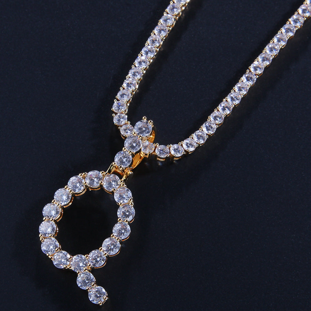 Bling Bling Letter Pendant Necklace with Zirconium (26)