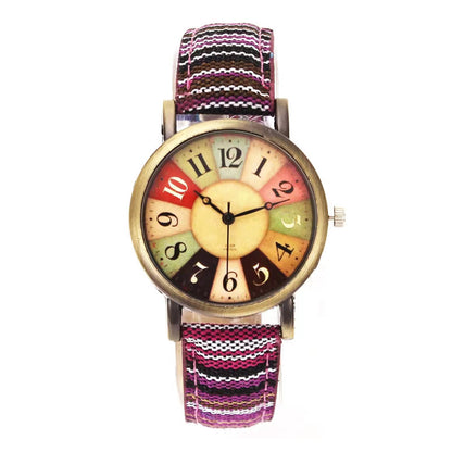 Fashionable Women's Quartz Watch with Denim Strap