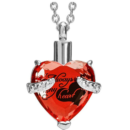 Heart-Shaped Birthstone Sealed Ashes Necklace