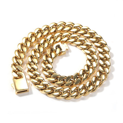 Hip Hop Stainless Steel Flat Curb Cuban Link Necklace