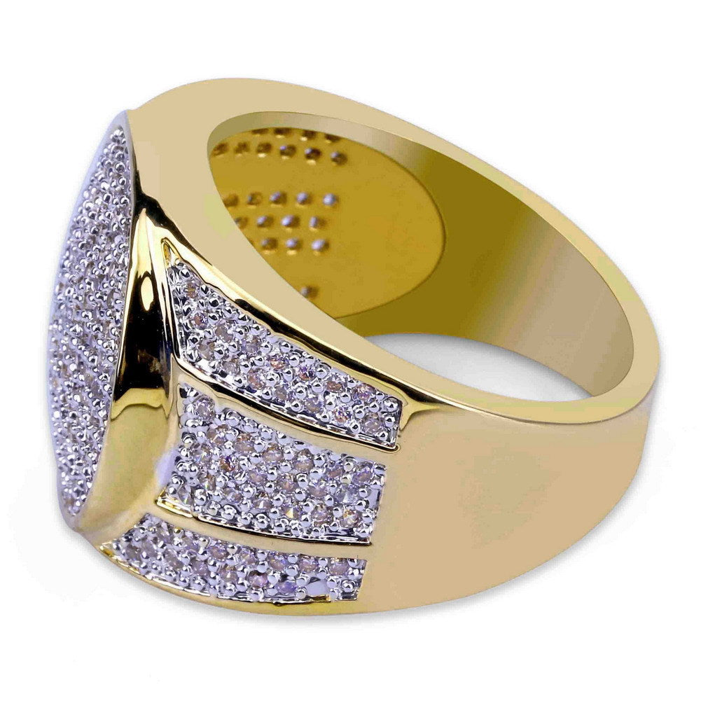 118K Gold Plated Hip Hop Ring with Zircon Stones