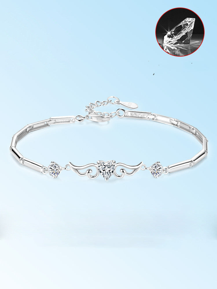 925 Silver Angel Wing Bracelet for Women, Unique Design