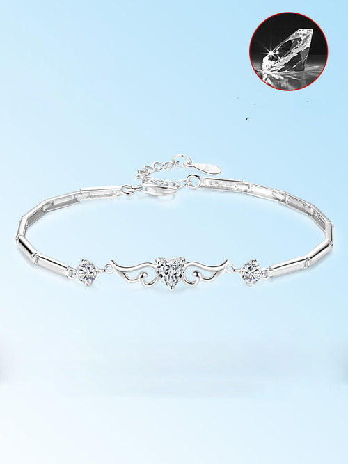 925 Silver Angel Wing Bracelet for Women, Unique Design