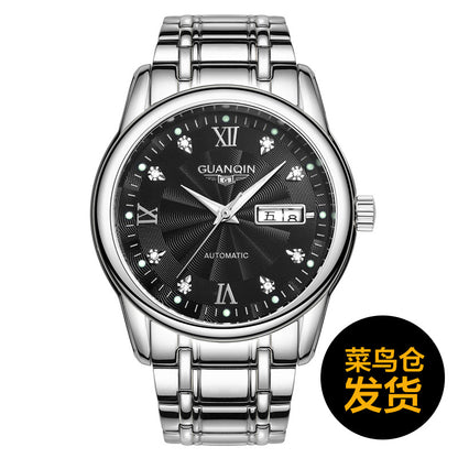 Men's Swiss Mechanical Watch with Steel Band (Waterproof)