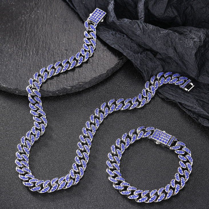 Cuban Chain Bracelet 12mm with Full Diamond Design