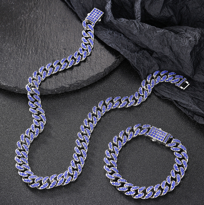 Cuban Chain Bracelet 12mm with Full Diamond Design