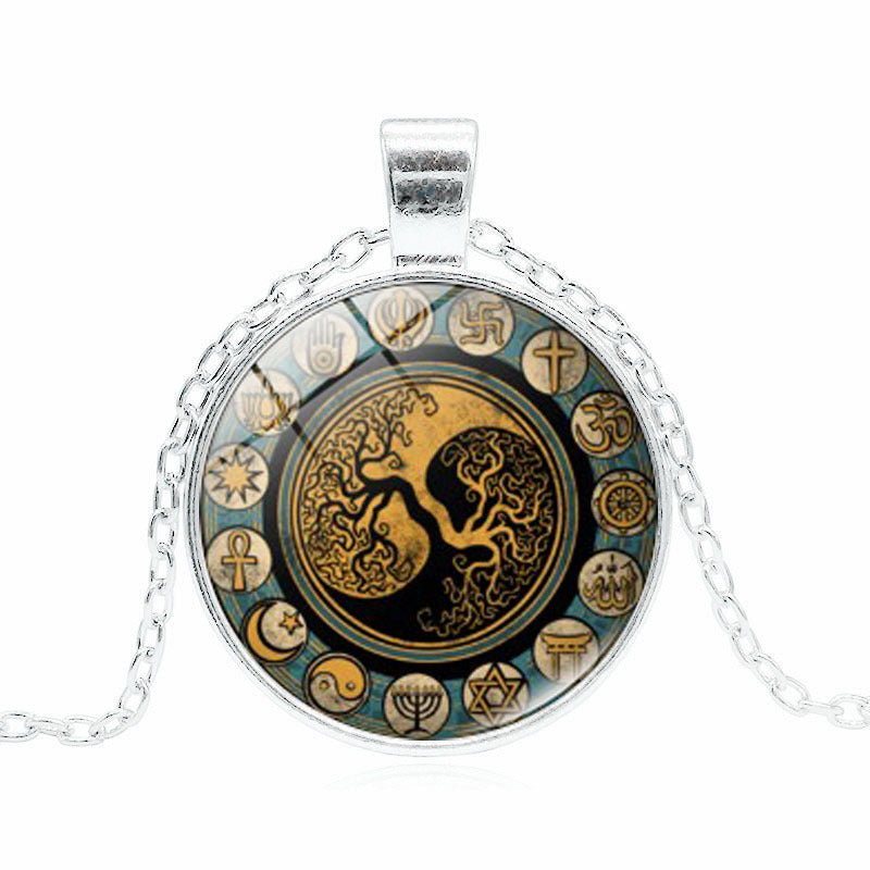 Tree of Life Pendant Necklace with Bagua Design