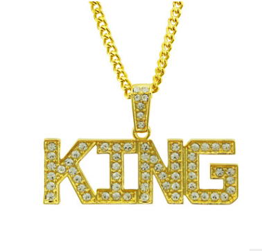 Men's Fashion Hip Hop KING Letter Diamond Pendant Necklace