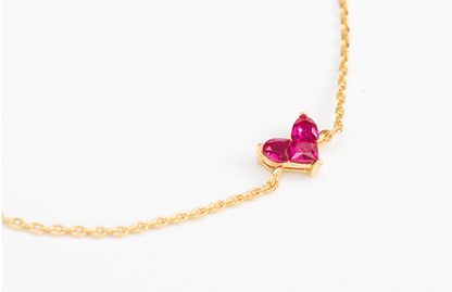 S925 Silver Heart Necklace with Red Ruby Pendant