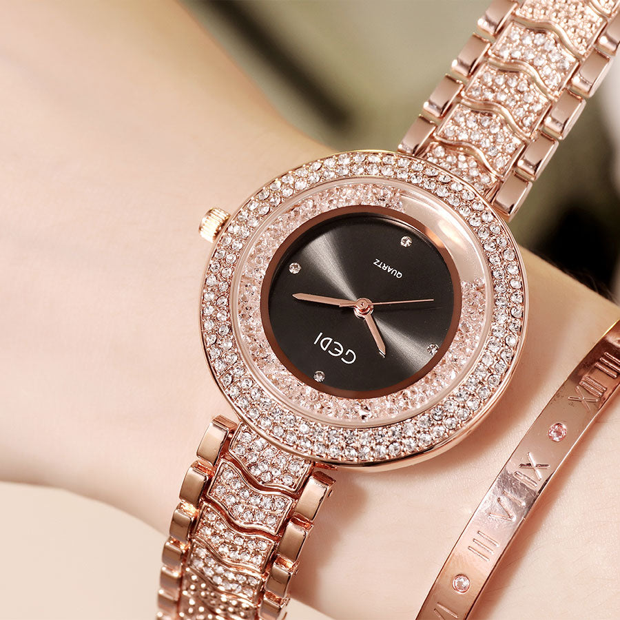 GEDI Women's Retro Diamond-Studded Steel Watch