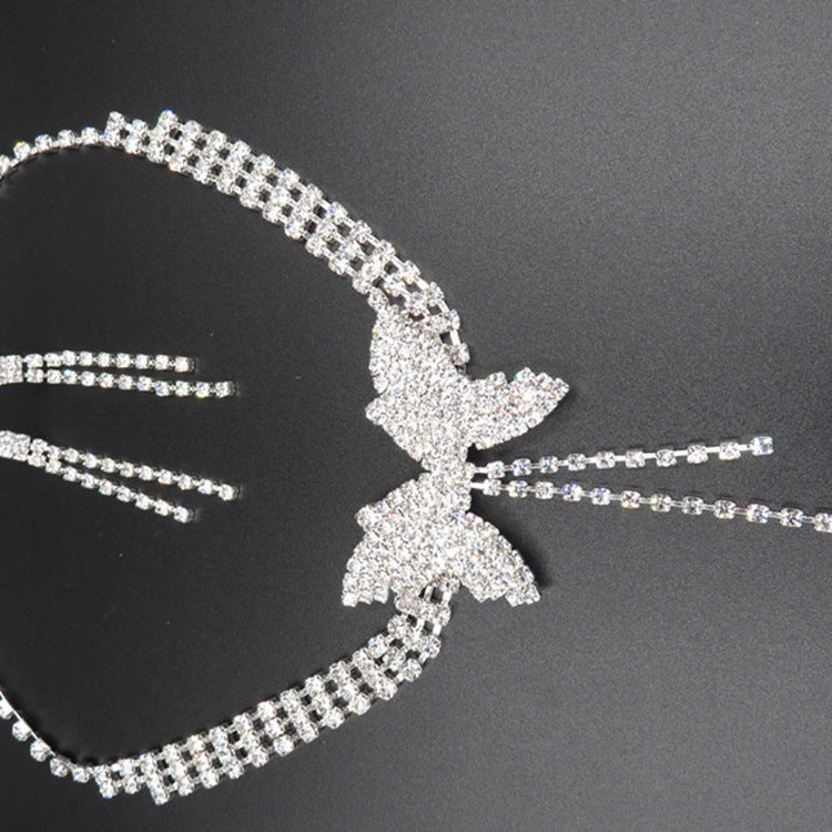 Bridal Jewelry Set with Rhinestone Necklace and Earrings
