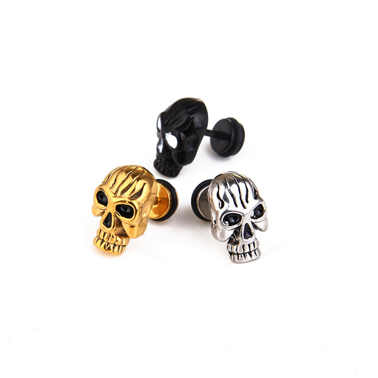 Titanium Steel Vintage Skull Punk Hip-Hop Earrings