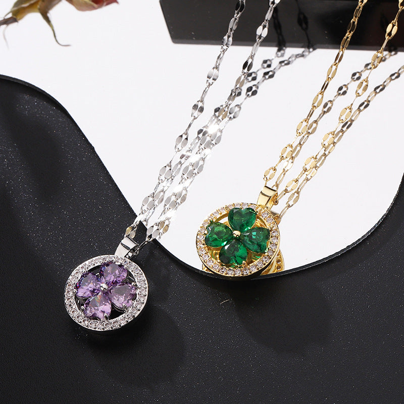 Emerald Green Four-leaf Clover Pendant Necklace