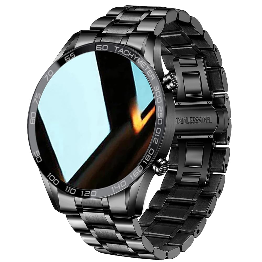 FILIEKEU Men Smart Watch for Android iOS Bluetooth Calls Voice Chat with Heart Rate/Sleep Monitor Fitness Tracker 1.3" Full Touch Screen IP67 Waterproof Stainless Steel Activity Tracker for Men