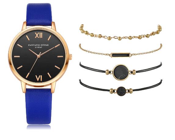 Lvpai Women's Minimalist Quartz Watch and Bracelet Set