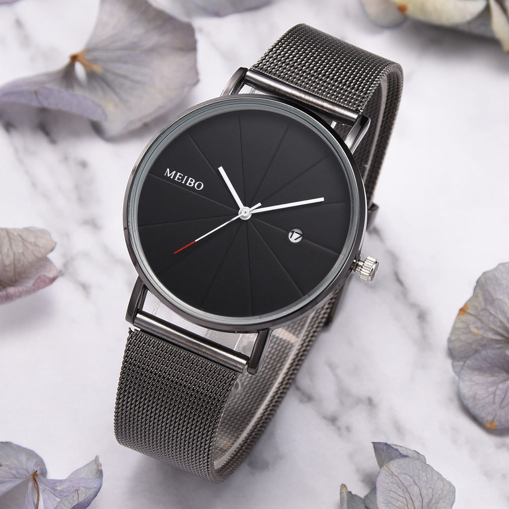 Minimalist Sporty Quartz Watch with Mesh Band