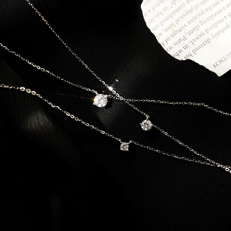 Minimalist 925 Silver Diamond Necklace for Women
