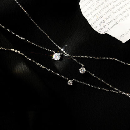Minimalist 925 Silver Diamond Necklace for Women