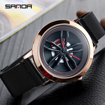 Quartz Watch with Mesh Band and Stylish Design