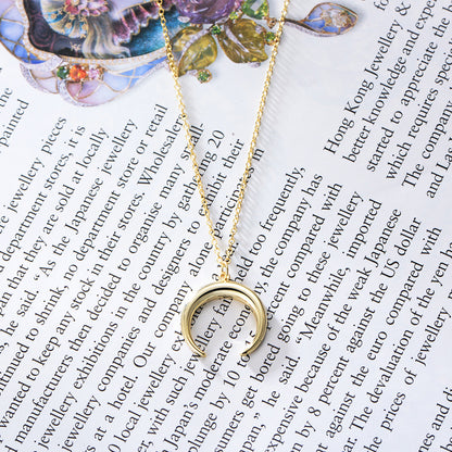 S925 Silver Vintage Crescent Moon Pendant Necklace