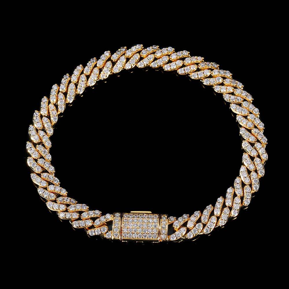 8mm Single Row Cuban Bracelet with Flip Buckle