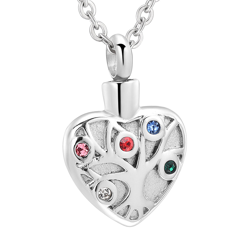 Heart-Shaped Diamond Ashes Pendant Necklace