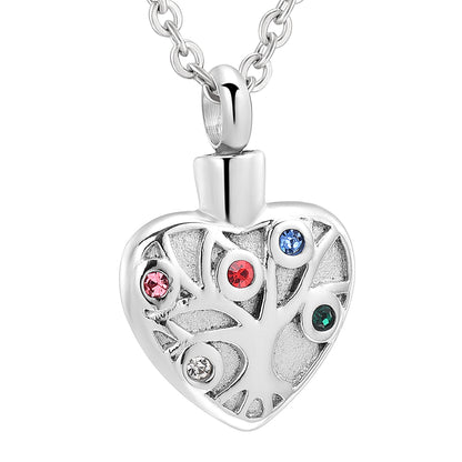 Heart-Shaped Diamond Ashes Pendant Necklace