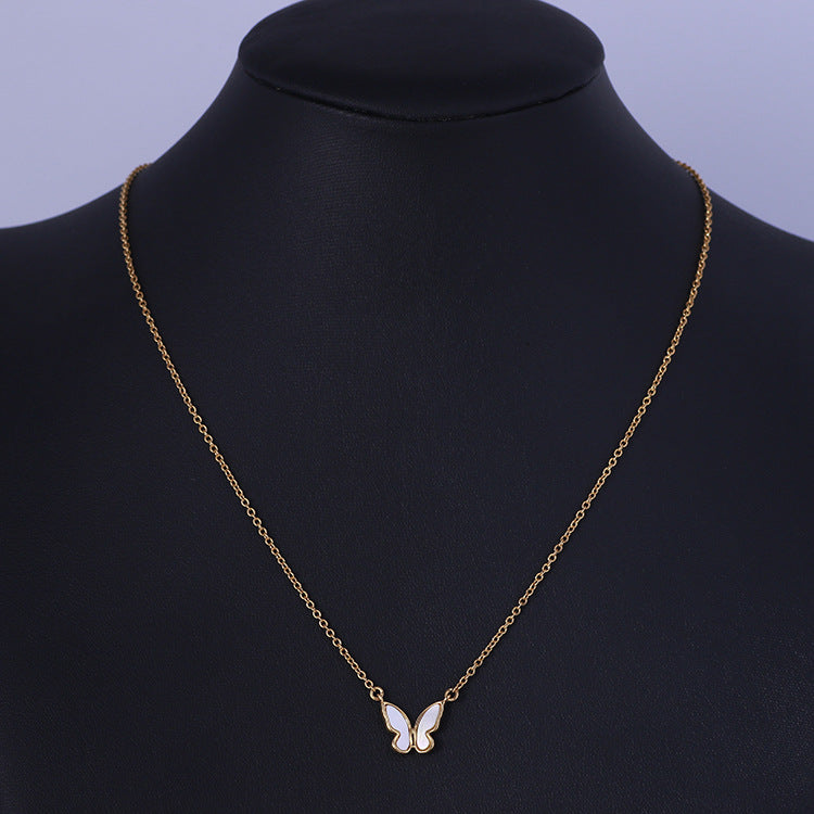 Stylish Butterfly Design Natural Mother-of-Pearl Necklace