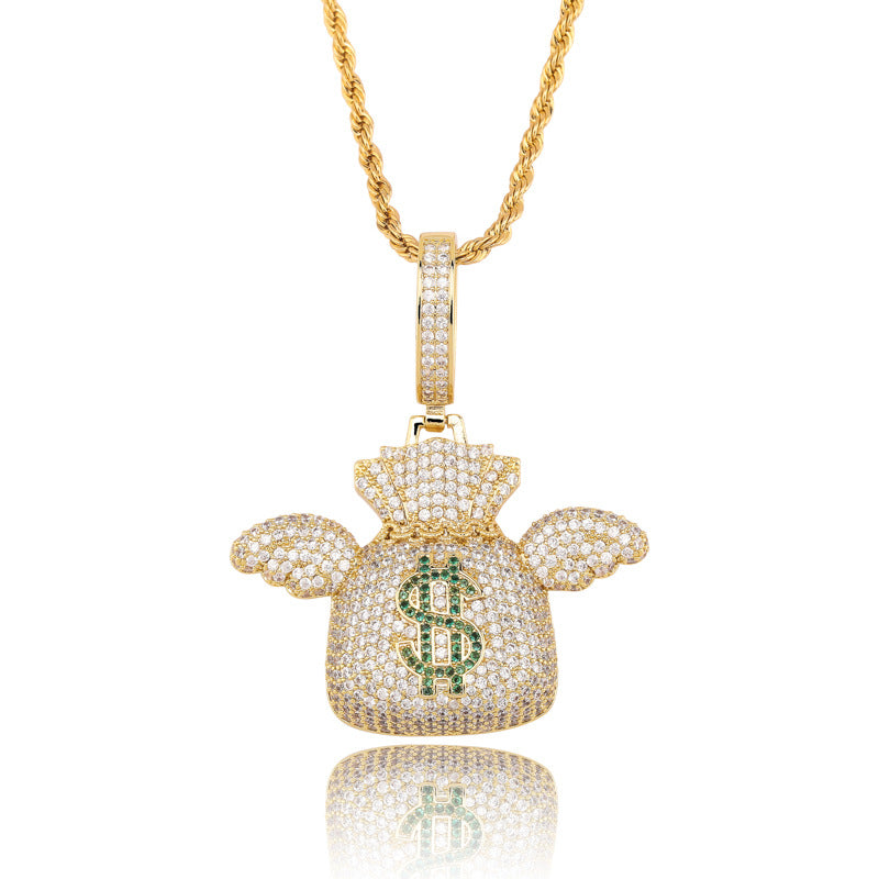 Trendy Hip-Hop Pendant Necklace with Zirconia Stones