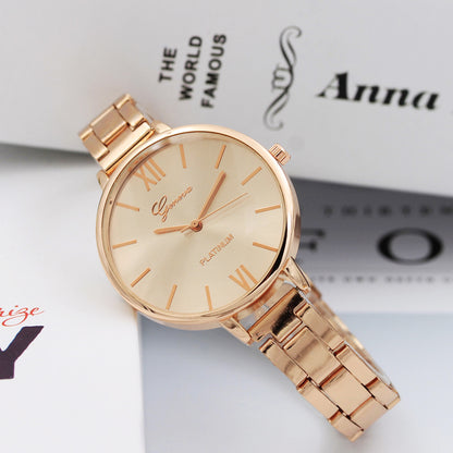 12-Crystal Steel Band Women's Fashion Quartz Watch