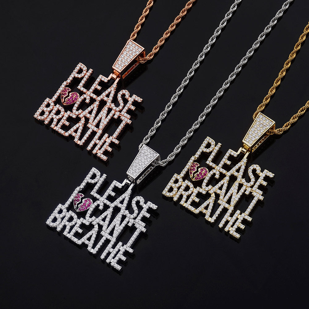 Hip Hop Letter Pendant Necklace with Zirconium Stones